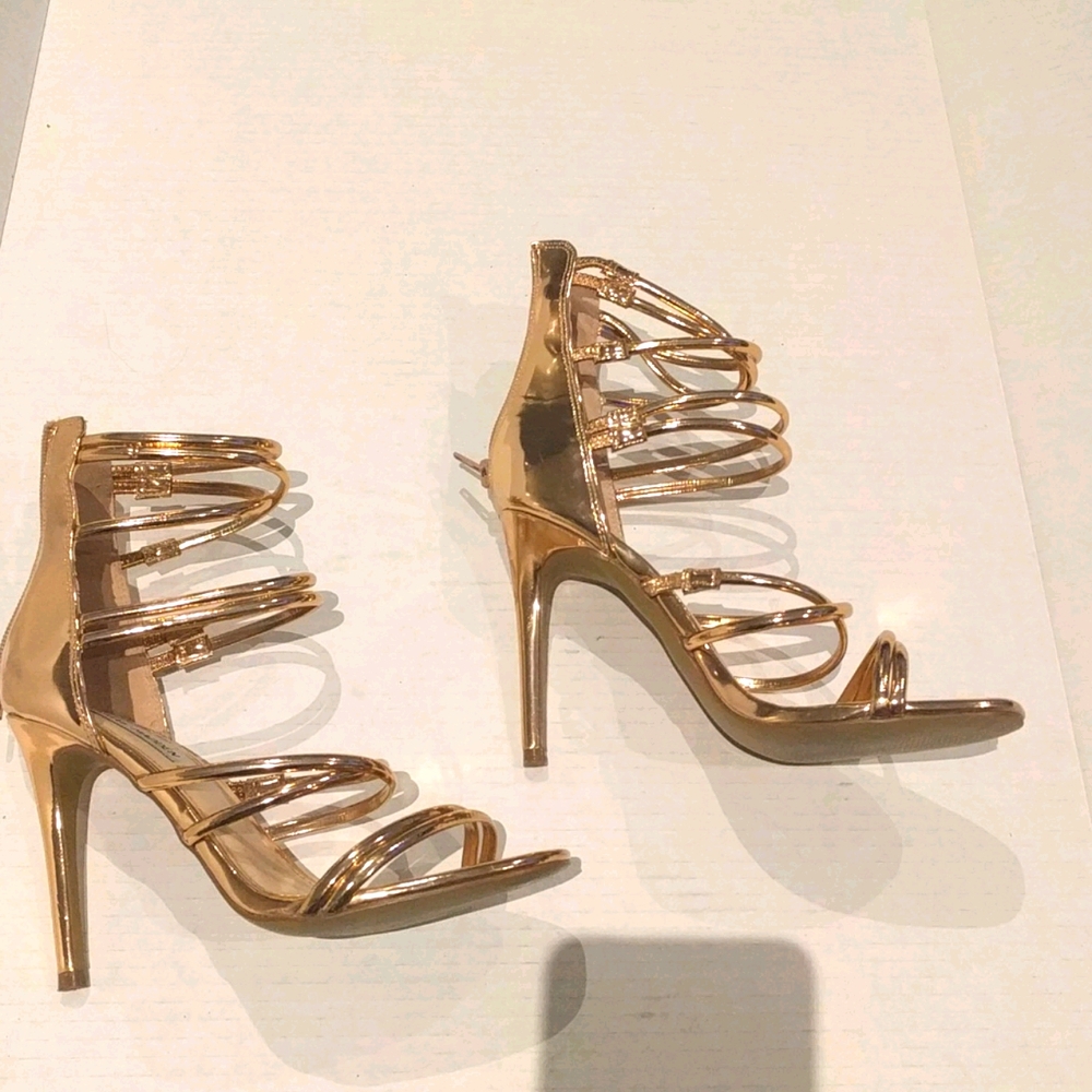 Beautiful strappy rose gold heels